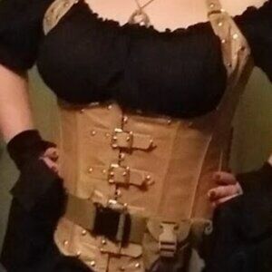 Hips & Curves Tan Leather Corset 1x/16